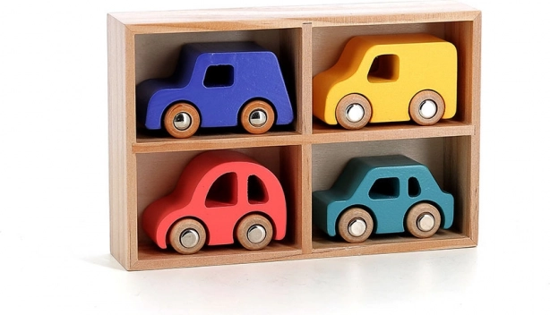 Set of 4 Wooden City Cars by Vilacity