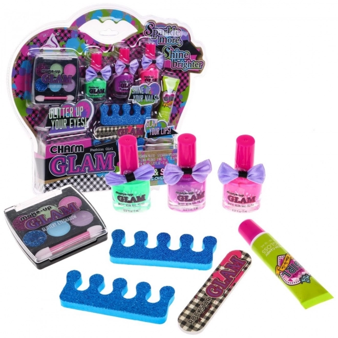 Makeup Kit for Girls 3+ with Colorful Shadows, Nail Polishes, and Lip Gloss