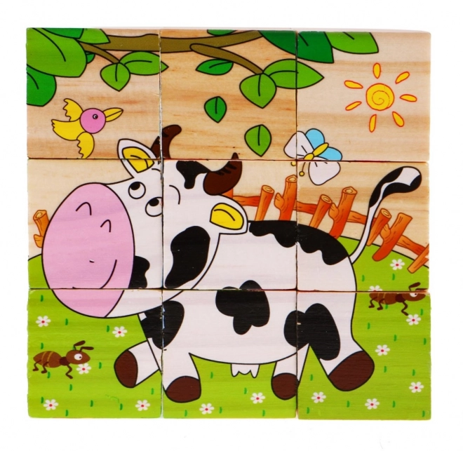 Wooden Animal Puzzle Blocks for Children 18m+