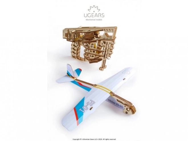 Ugears 3D Wooden Mechanical Puzzle Launching Airplane