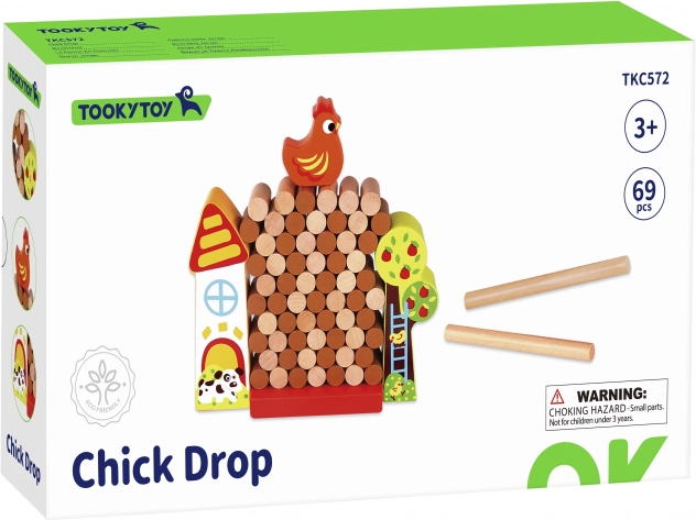 Tooky Toy Dřevěná Hra Spadni Kura Farma