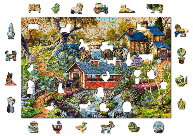 Wooden City Wooden Puzzle Countryside Bridges 2-in-1, 505 Pieces Eco-Friendly