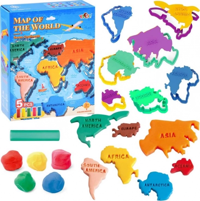 Educational Plasticine Set World Map and Continent Molds