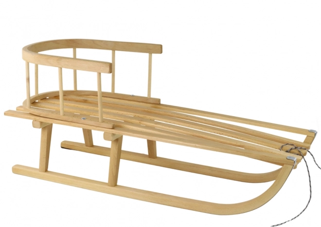 Wooden Sledge with Backrest and Pull String