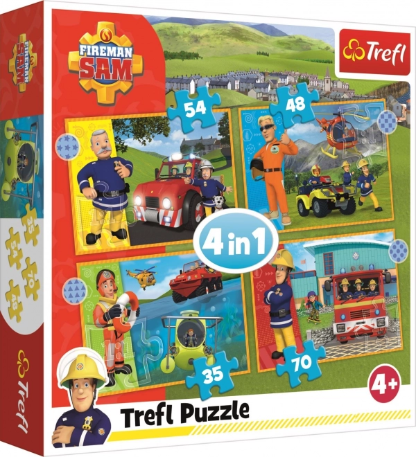 Brave FIREMAN SAM 4-in-1 Puzzle Set