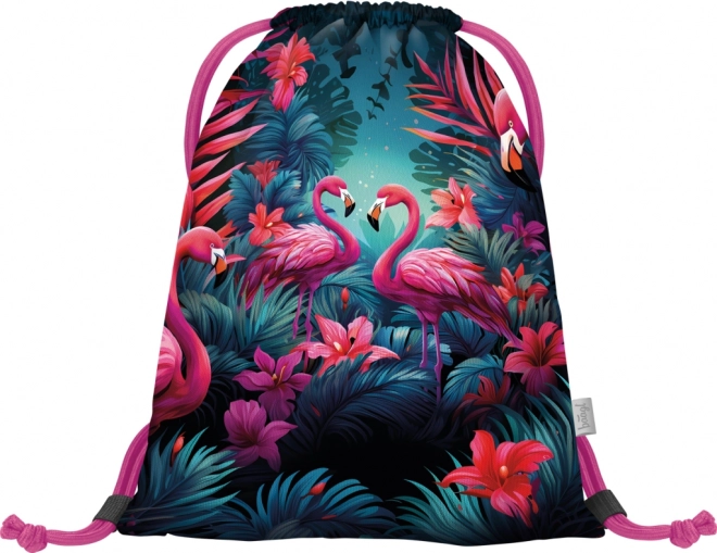 Baagl School Set with Flamingos: Backpack, Pencil Case, Bag