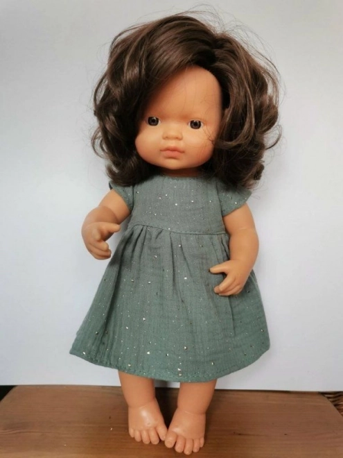 Dark Mint Muslin Dress for Doll 38cm