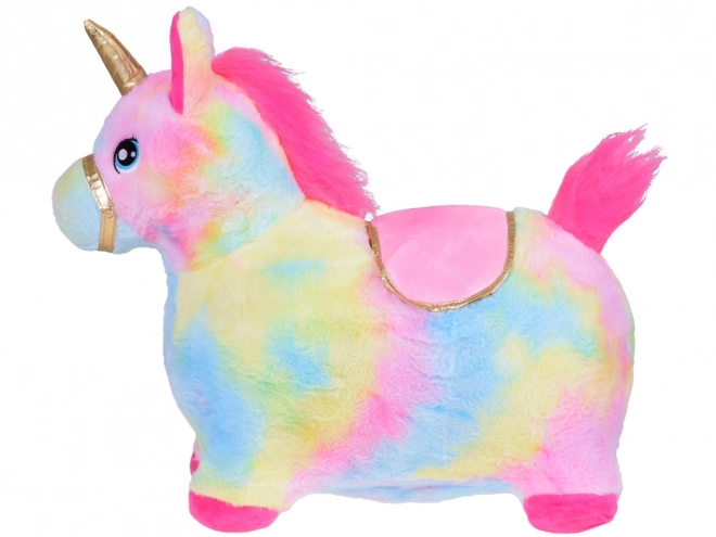 Inflatable Rainbow Unicorn Bouncer with Plush Cover and Pump