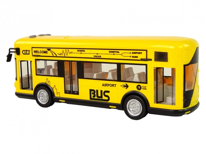 Yellow City Bus Toy with Friction Drive