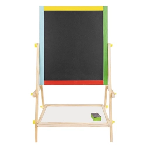 Children's Wooden Double-Sided Rotating Chalkboard and Whiteboard