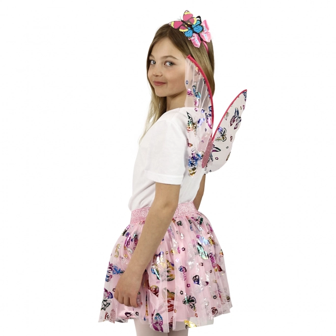 Children's Tutu Skirt Butterfly Costume with Headband and Wings