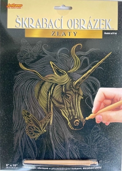 Golden Scratch Art Unicorn Picture