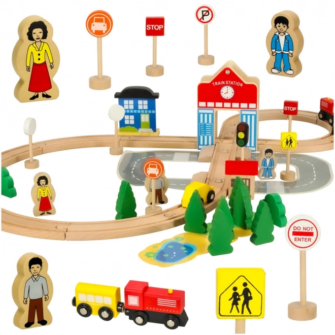 Wooden Train Set With Station