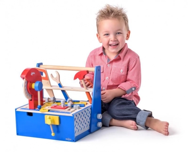 Wooden Workbench with Tool Box