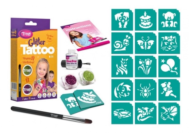 Happy Birthday Glitter Tattoo Set