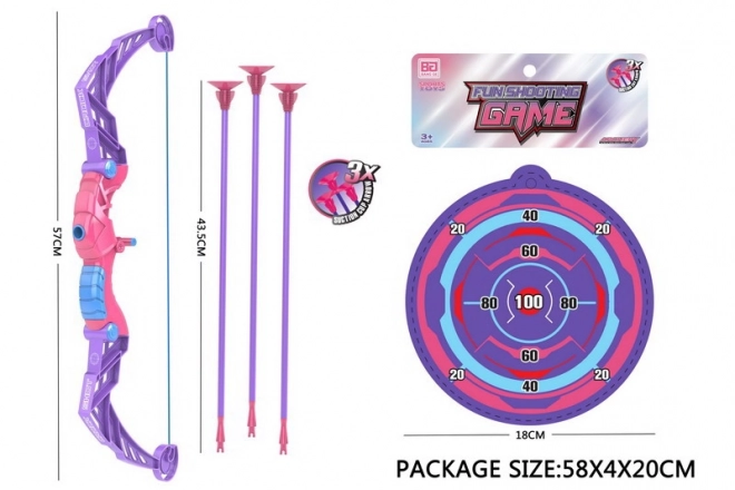 Bow with Arrows and Target Purple Set