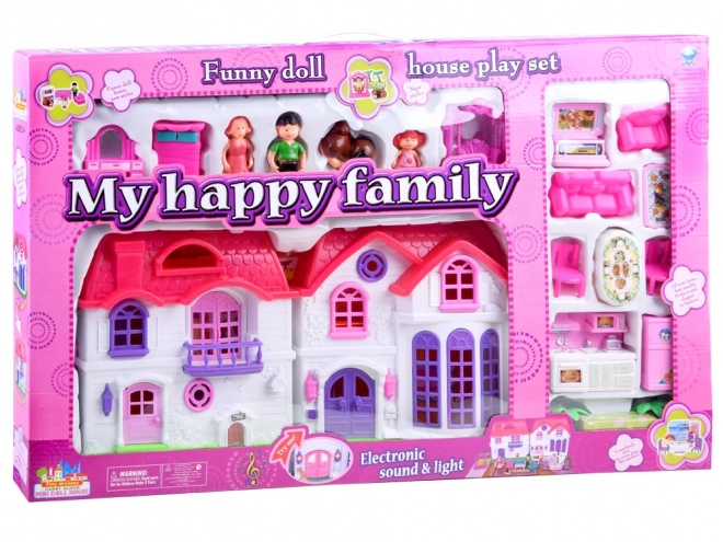 Family Dollhouse with Furniture and Dolls