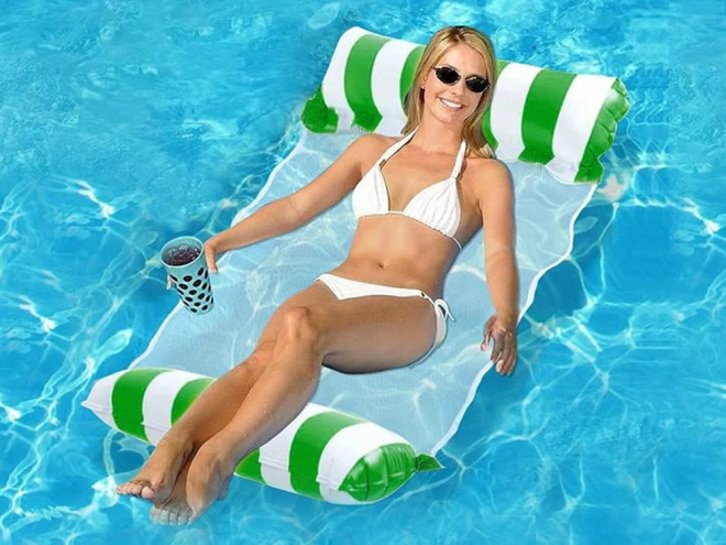 Inflatable Water Hammock Green Pool Float