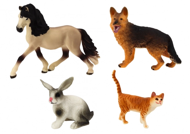 Set of Animal Figures Horse Dog Rabbit Cat 4 Pieces