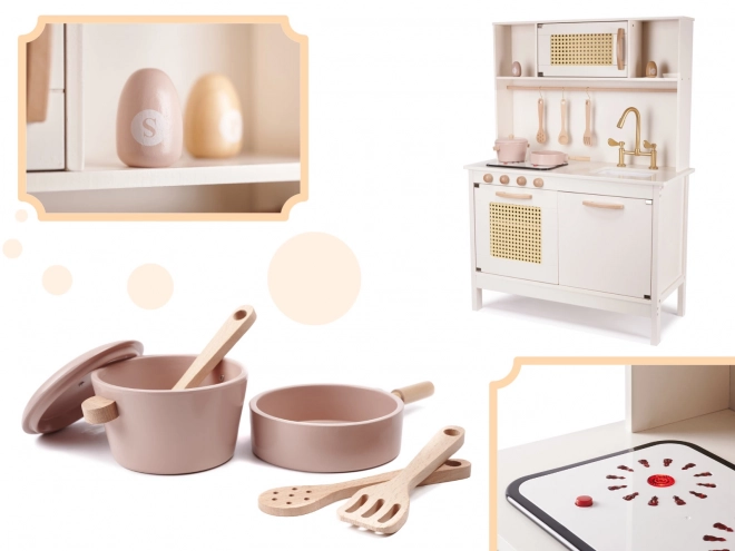 Wooden Retro Play Kitchen Set with Accessories