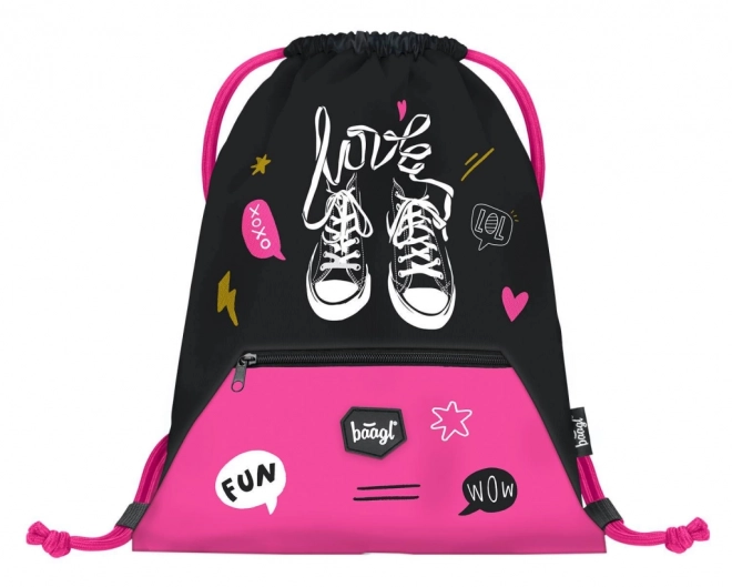 Baagl Drawstring Bag with Pocket Sneakers