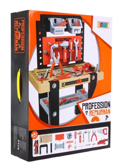 Children's Workshop Table Set with 64 Tools and Accessories