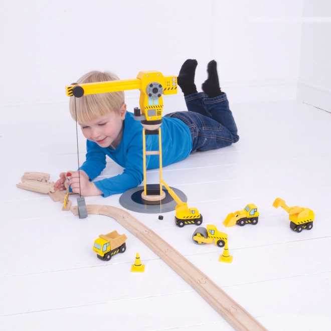 Bigjigs Rail Crane and Construction Vehicles Set