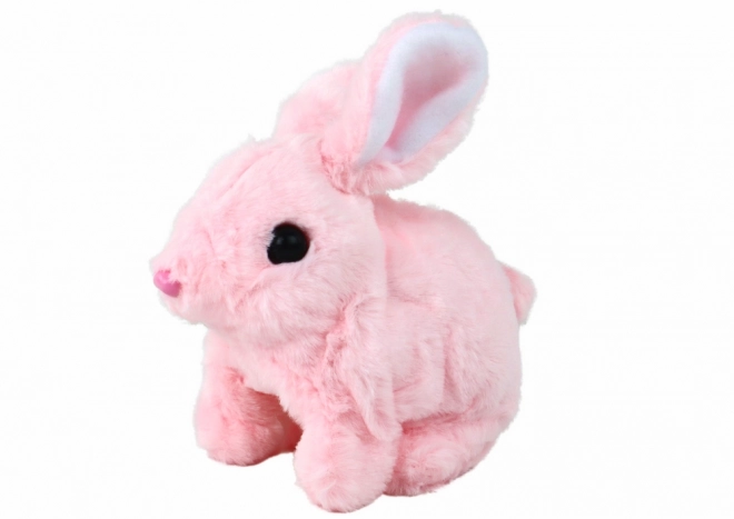 Interactive Walking Bunny Toy with Long Fur Pink