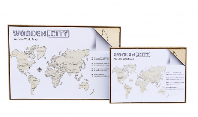 Dřevěná nástěnná 3D mapa světa XXL přírodní barvy
