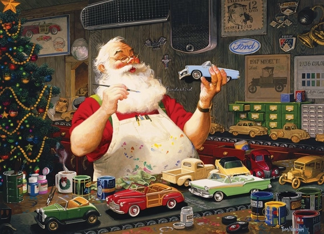 Cobble Hill Puzzle - Santa Painting Toy Cars 1000 Pieces