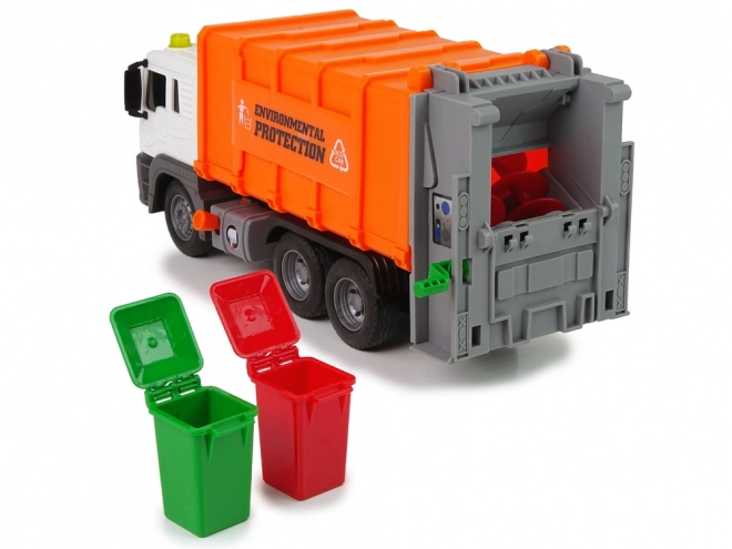 Friction-Powered Orange Garbage Truck with Sound Effects