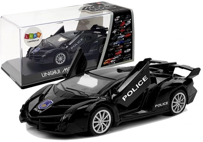 Friction Powered Black Police Car Toy with Sound