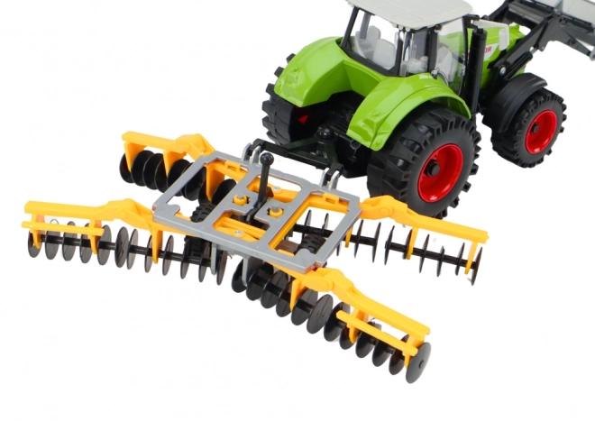 Green Tractor Digger with Disc Harrow