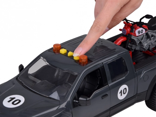 Pickup and Motorcycle Toy Set with Sound and Lights