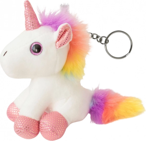 Plush Unicorn Keychain with Metal Ring White 12cm