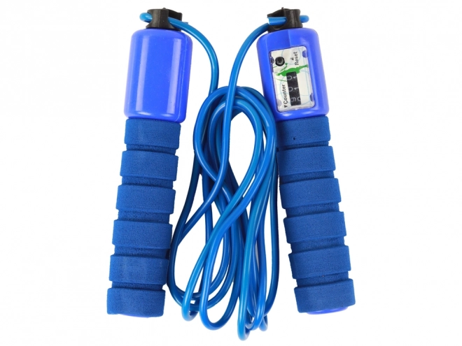 Blue Jump Rope with Counter and Adjustable Fitness Length