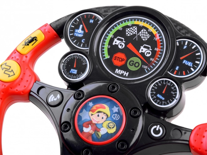 Interactive Steering Wheel with Sounds and Vibration – Red