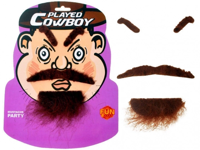 Cowboy Beard Moustache and Eyebrow Set