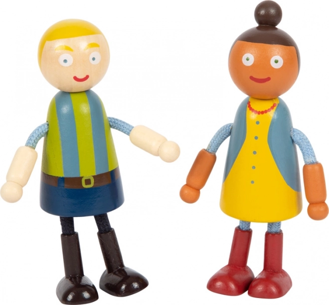 Wooden Family Figurines with Wheelchair