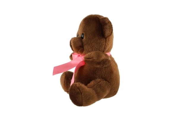 Sitzender Plüschbär mit Schleife 15 cm Dunkelbraun