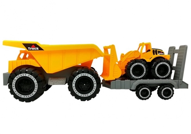 Dump Truck with Trailer and Bulldozer Construction Set