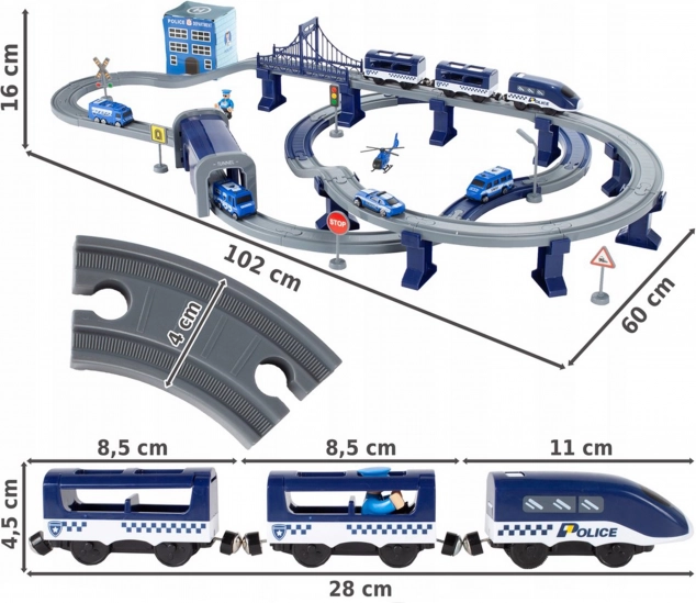 Set Treno Elettrico Con Auto Elicottero 92 Pezzi