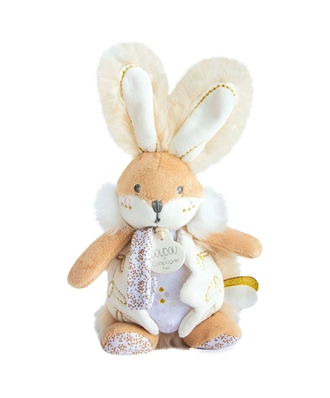 Doudou Plush Rabbit with Rattle and Pacifier Holder 21 cm