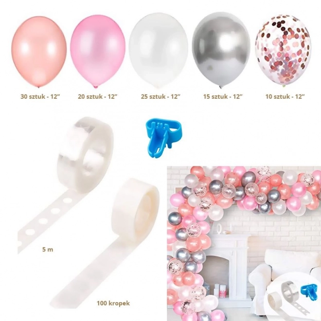 Balloon Garland in White and Pink