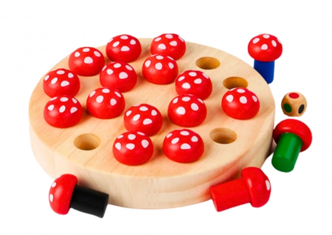 Wooden Family Memory Game with Mushrooms