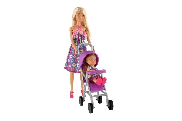 Anlily Mother Doll with Baby and Stroller Set