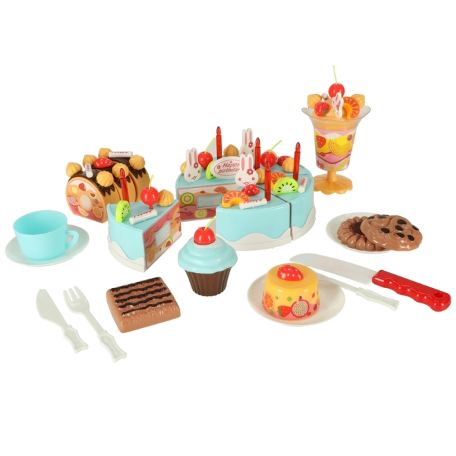 Birthday Cake Cutting Set with 75 Pieces, Blue