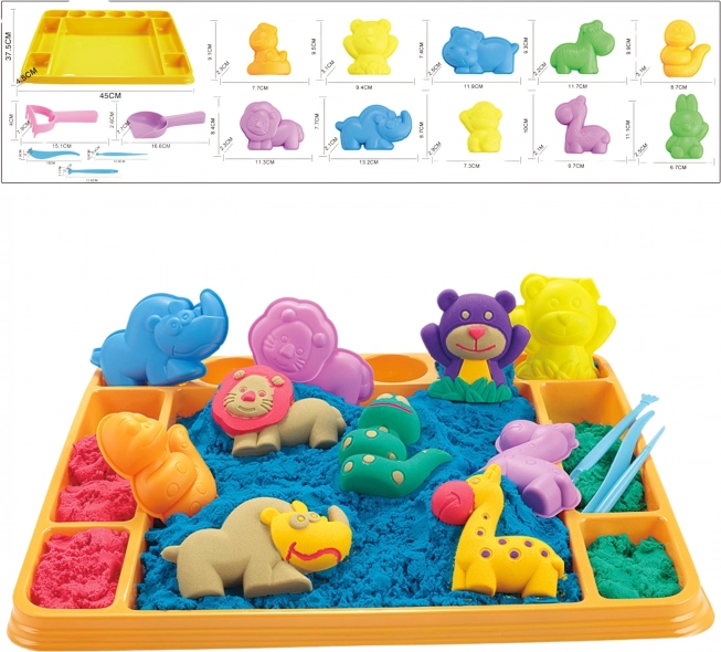 Woopie Magic Sand Safari Adventure Set XL ZOO with Table and Molds