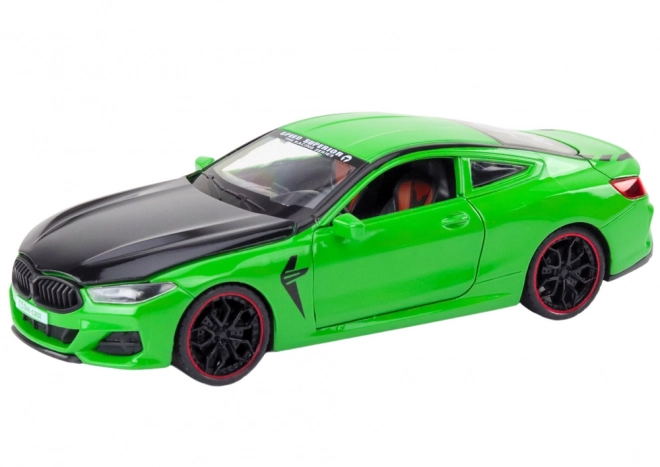 Green Metal Sports Car with Friction Drive and Opening Parts