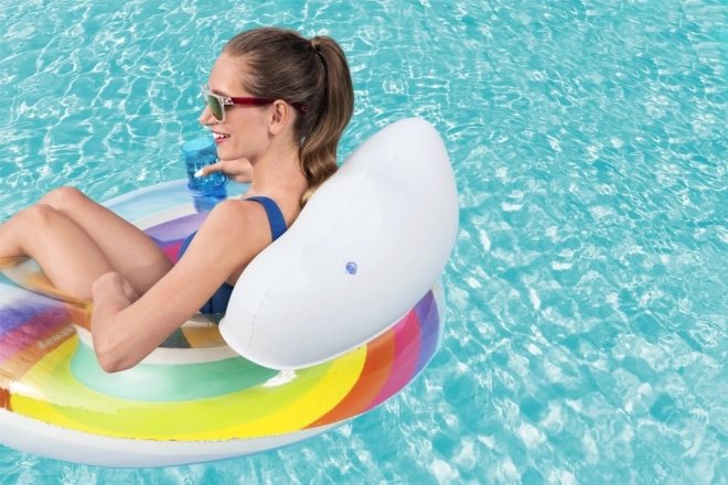 Rainbow Swim Ring with Headrest